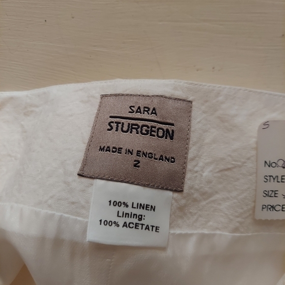Sara Sturgeon Made in England Linen Pencil Skirt in Eggshell Sz 2 - Picture 4 of 8